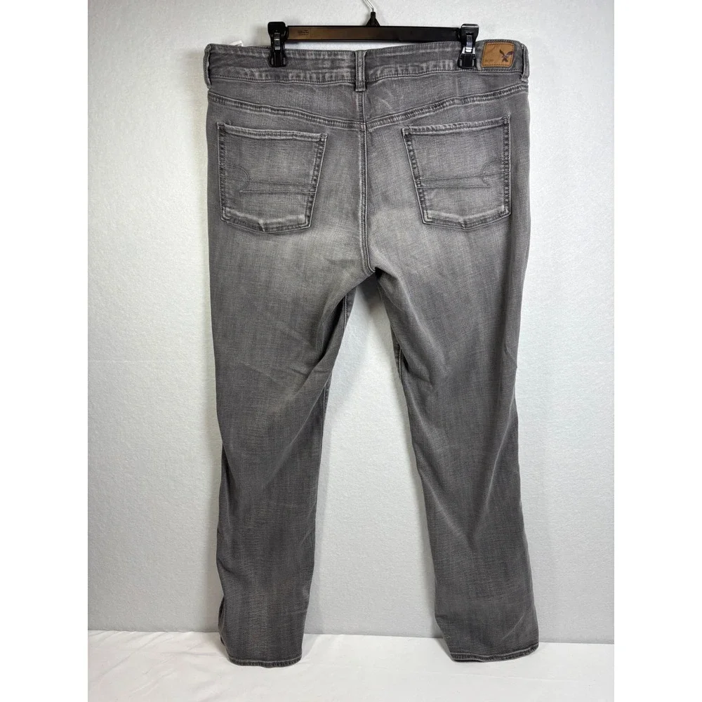 American Eagle Straight Jeans Womens 18 Long Gray Cotton Stretch Classic Casual
